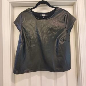 Rewash pleather front cropped shirt XL